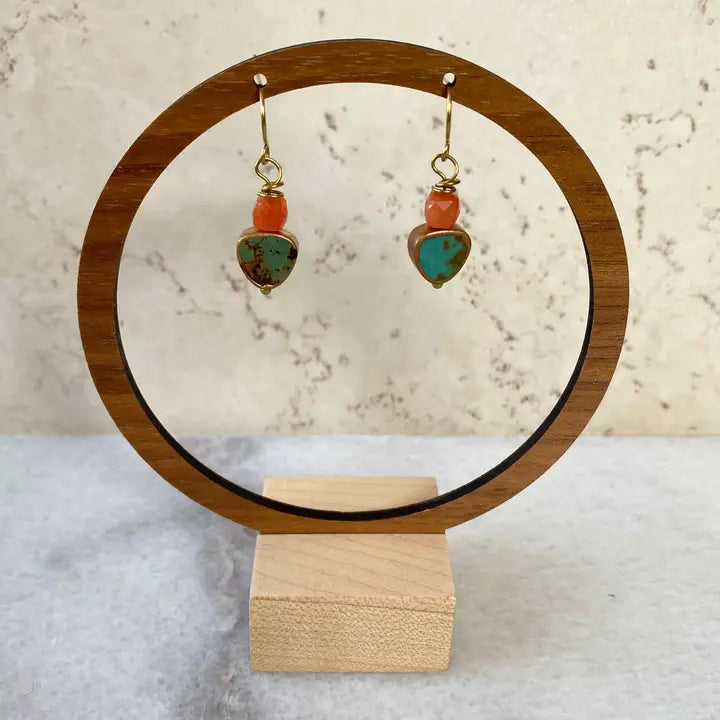 Turquoise Stone Gold Vermeil Earrings - Cube Stone