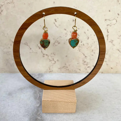 Turquoise Stone Gold Vermeil Earrings - Cube Stone