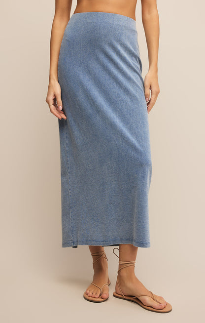 Gail Jersey Denim Midi Skirt - Medium Indigo