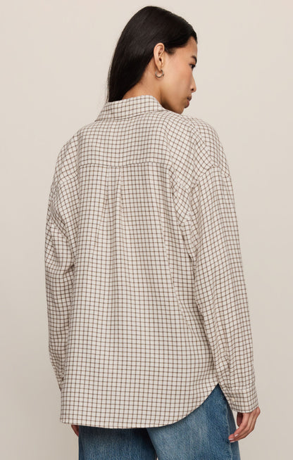 River Plaid Button Up Shirt - Frosted Pearl