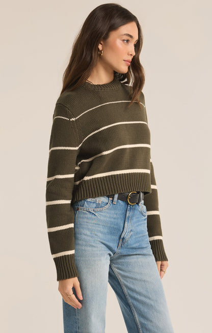 Milan Stripe Sweater - Grape Leaf