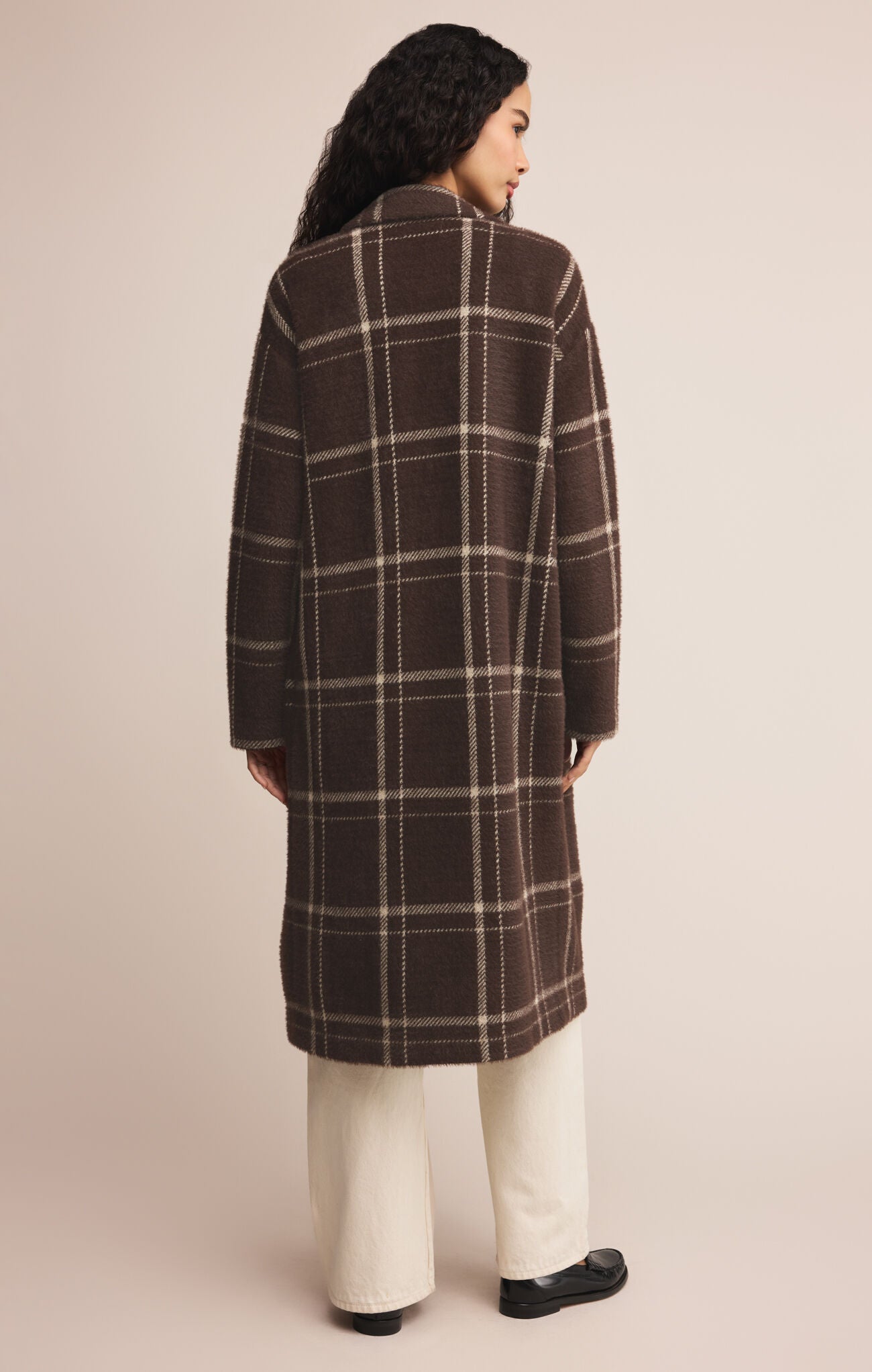 Mason Sweater Plaid Coat - Coffee Bean