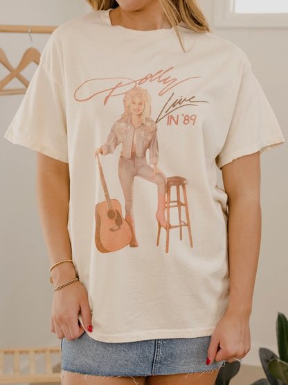 Dolly Parton Live in '89 Thrifted Tee - Off White