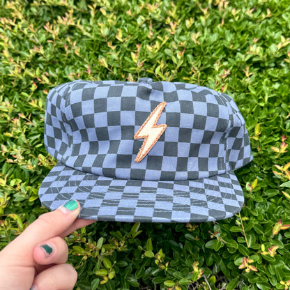Lightning Bolt Thunder Hat - Checkered Tonal