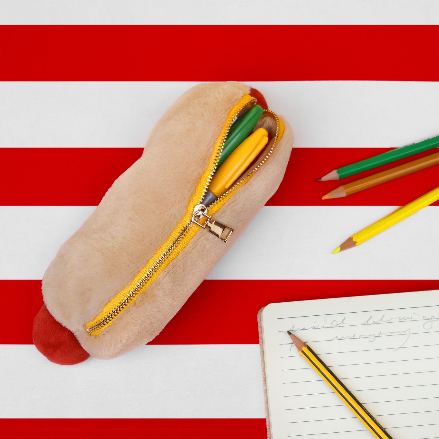 Plush Hot Dog Zip Pouch
