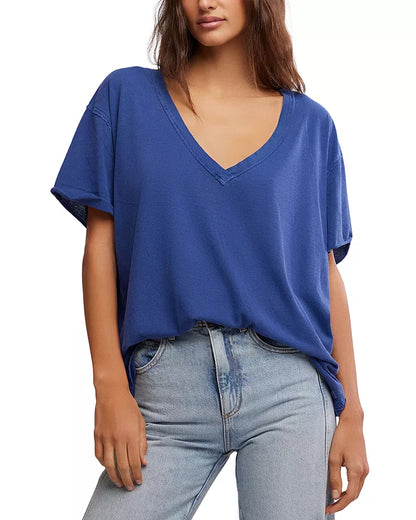 Nina V-Neck Tee - Indigo Pura