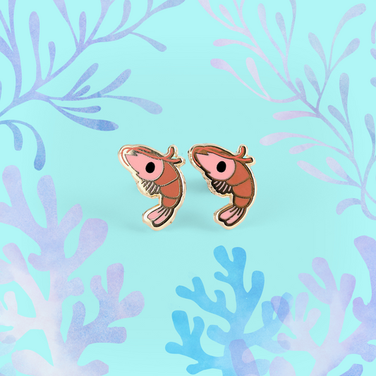 Shrimp Enamel Earrings