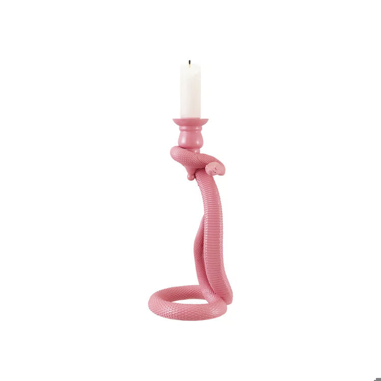Resin Snake Shaped Taper Holder, Pink