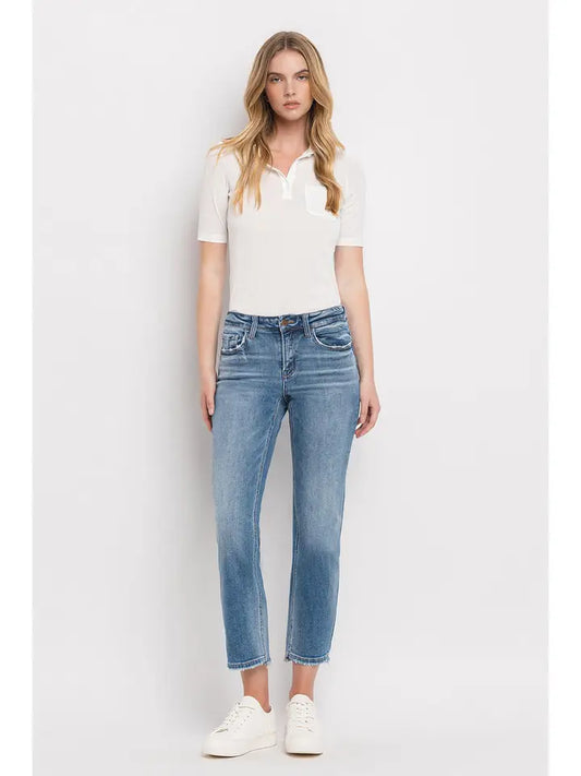 Mid Rise Crop Straight Jeans - Stately