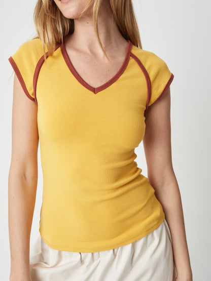 The Patricia Top - Yellow/Rust