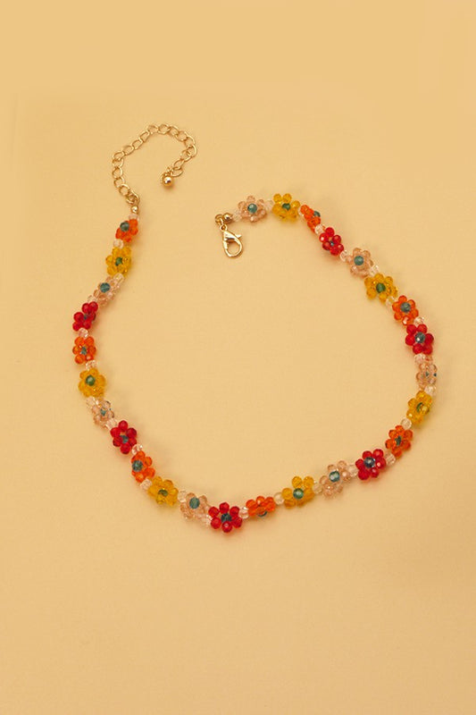 Beaded Choker Flower Necklace