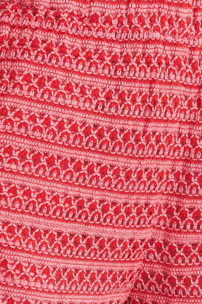 Monaco Crochet Button Up Top - Red Hot
