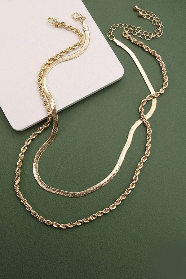 Snake & Rope Chain Set Necklace