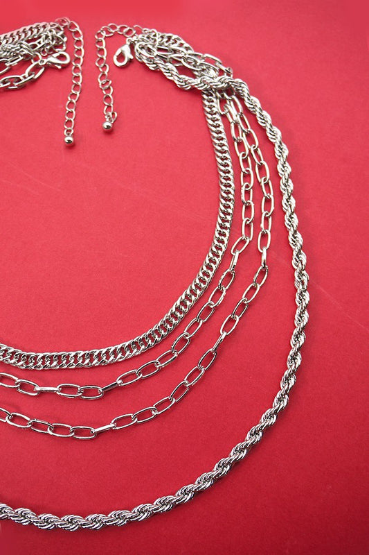 Multi Silver Chain Necklace