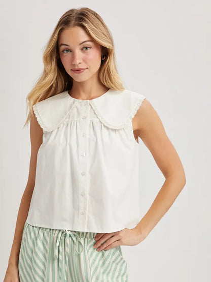 Peter Pan Sleeveless Top - Off White
