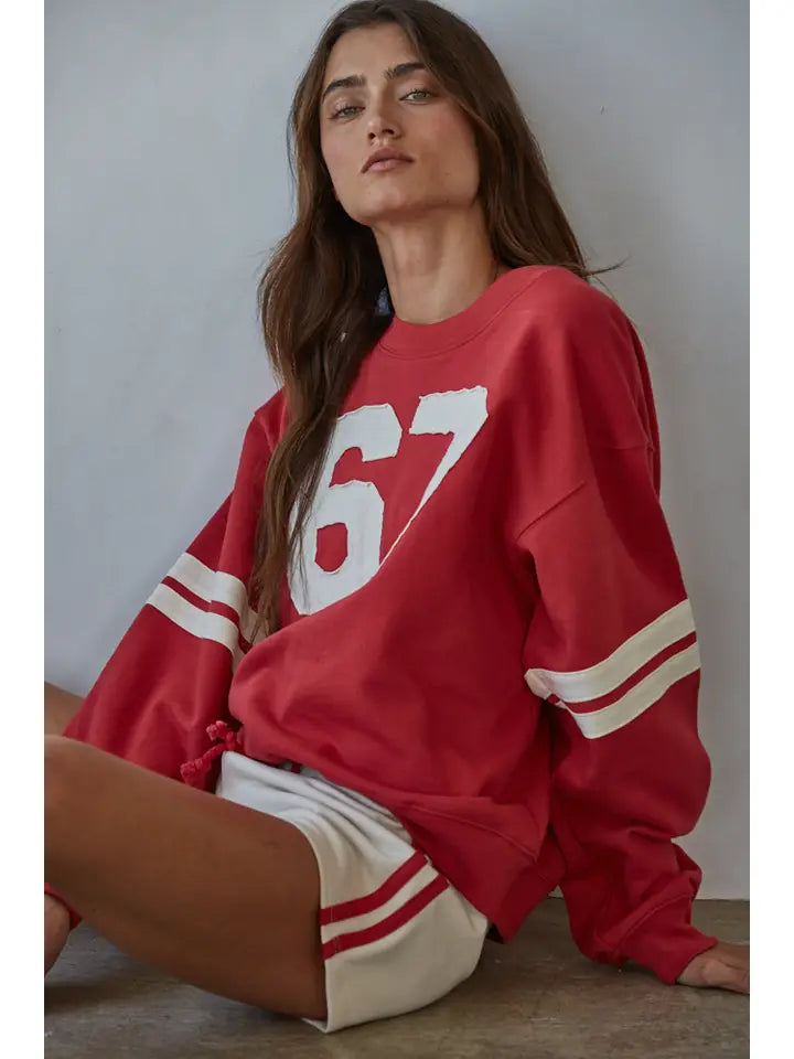 Cotton L/S Jersey Pullover - Dusty Red