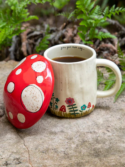 Lidded Grow Your Own Way Mug - Mushroom