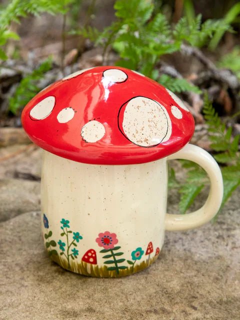 Lidded Grow Your Own Way Mug - Mushroom