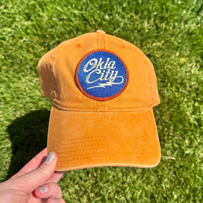 Okla City Script Patch Dad Hat - Orange