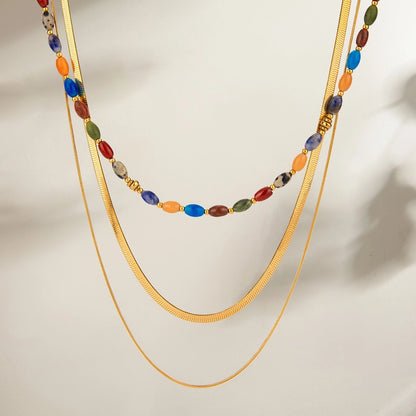Natural Stone Stainless Steel Necklace