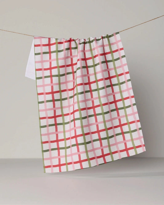 Festive Plaid Tea Towel