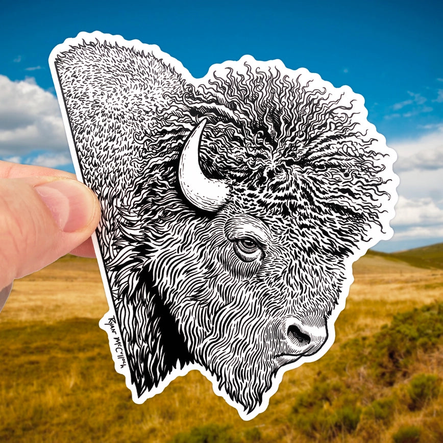 Vinyl Sticker: Stoic Buffalo (Stoic Americana) (4-inch)