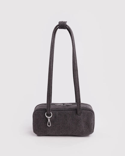 Small Denim Bowler Bag - Washed Black