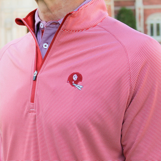 1966 Helmet 1/4 zip White/Crimson Stripe  Pullover