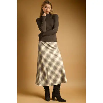 Plaid Maxi Skirt - Ecru/Blue