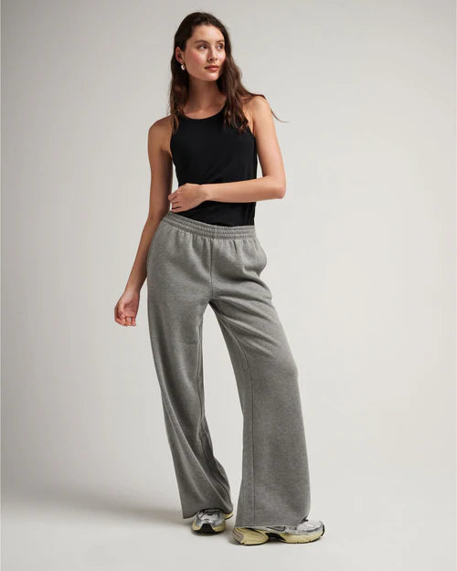 Recycled Fleece Wide Leg Sweatpant - Heather Grey