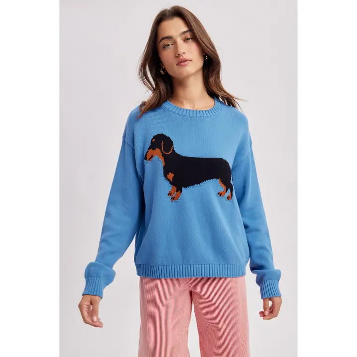 Dachshund Sweater - Pacific Blue