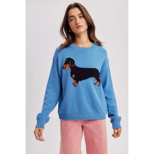 Dachshund Sweater - Pacific Blue
