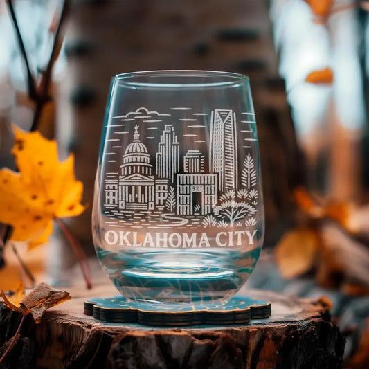 Oklahoma City Stemless Wine Glass