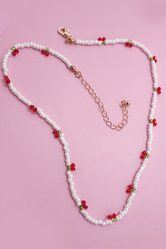 Pearl Beaded Cherry Necklace