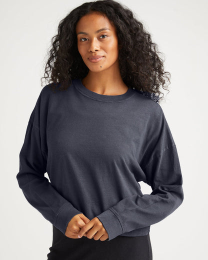 Relaxed Crop L/S Tee - Blue Steel