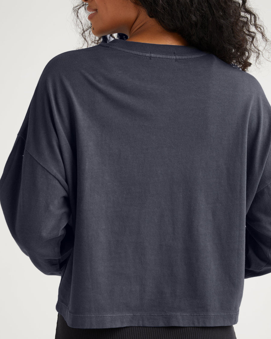 Relaxed Crop L/S Tee - Blue Steel