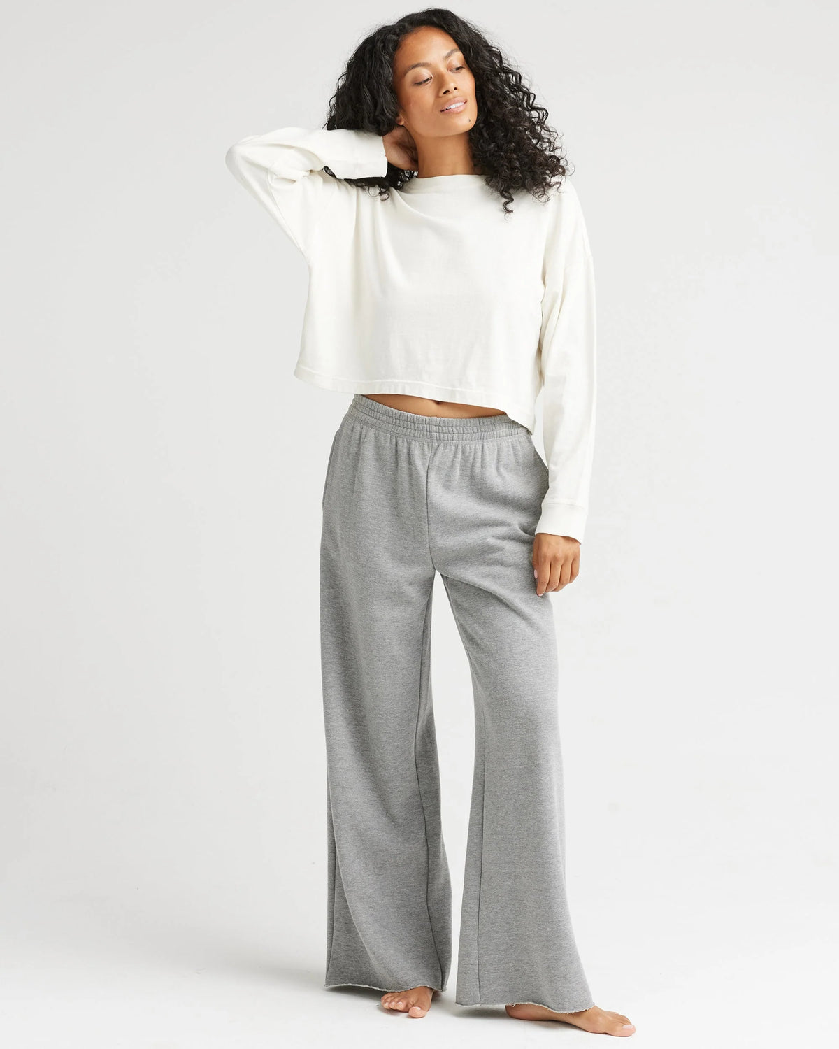 Relaxed Crop Long Sleeve Tee - Bone