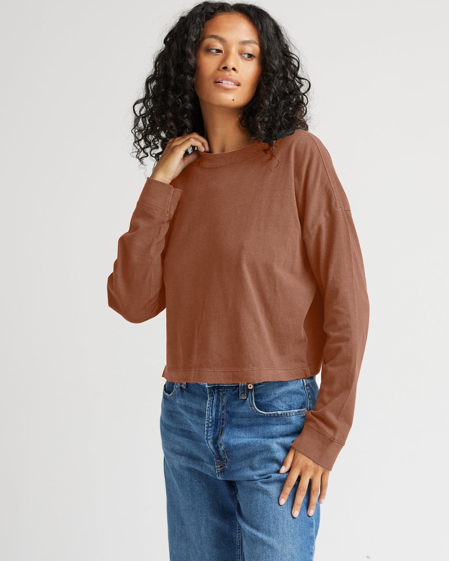 Relaxed Crop L/S Tee - Latte
