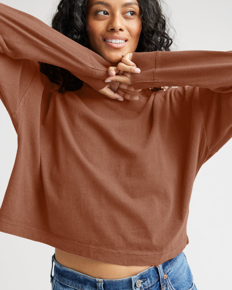 Relaxed Crop L/S Tee - Latte