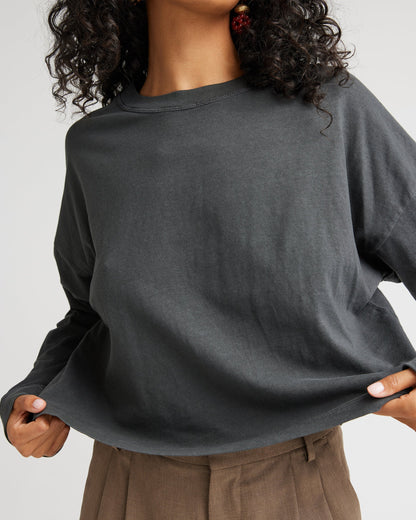 Relaxed Crop Long Sleeve Tee - Stretch Limo