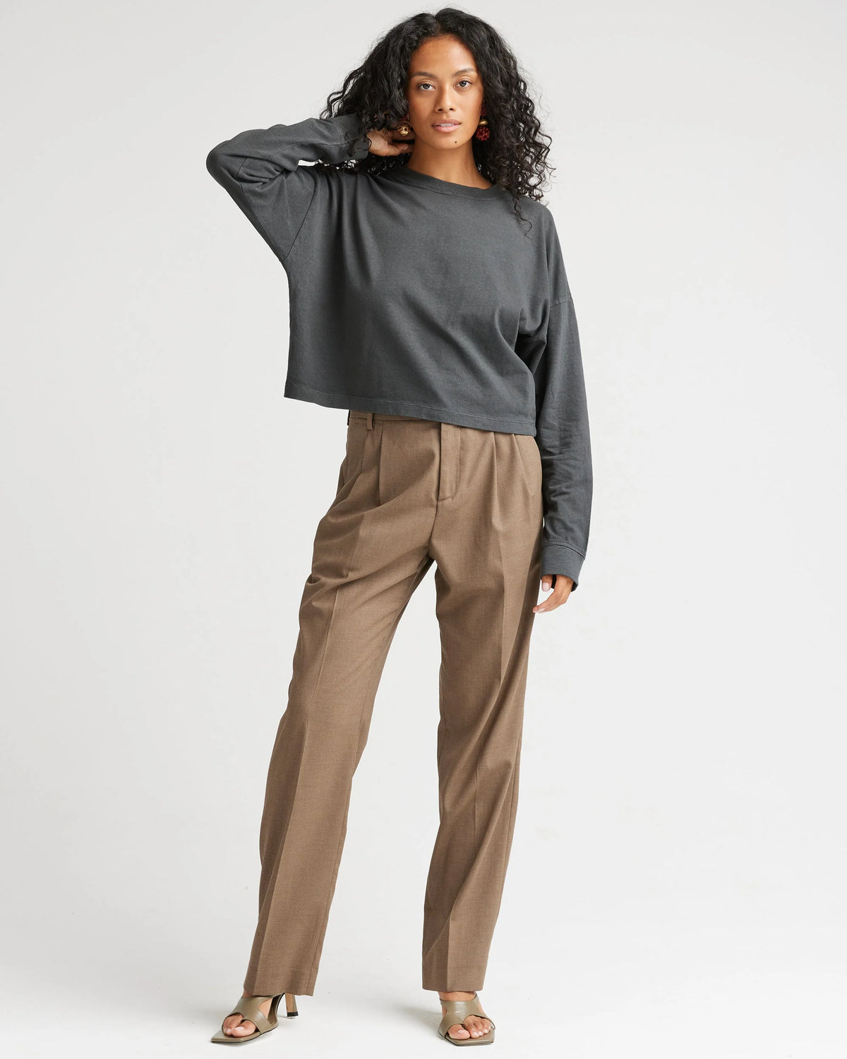 Relaxed Crop Long Sleeve Tee - Stretch Limo