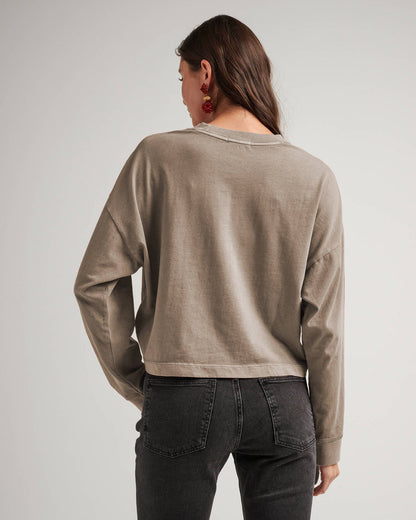Relaxed Crop L/S Tee - Warm Grey