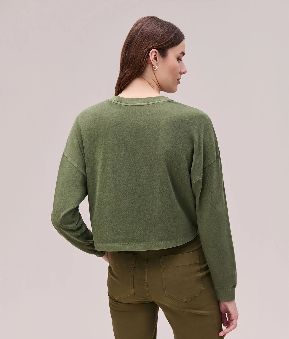 Relaxed Crop Long Sleeve Tee - Cypress