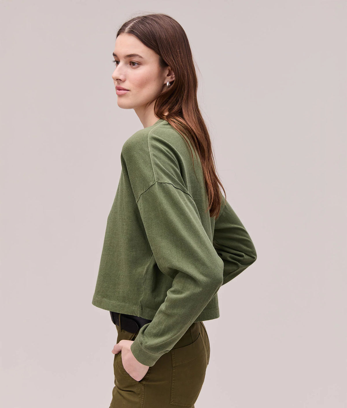 Relaxed Crop Long Sleeve Tee - Cypress