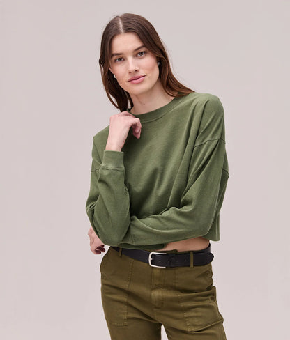 Relaxed Crop Long Sleeve Tee - Cypress