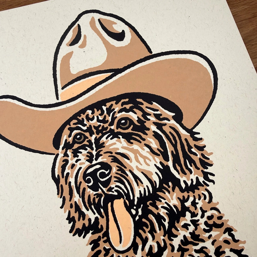 Golden Doodle Cowdog - Signed 8x10in Silkscreen Print