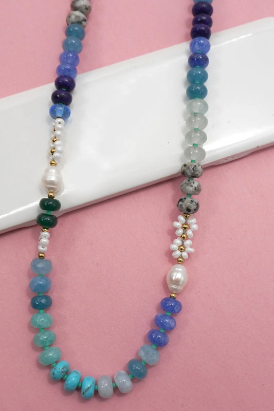 Stone Agate Glass Necklace - A