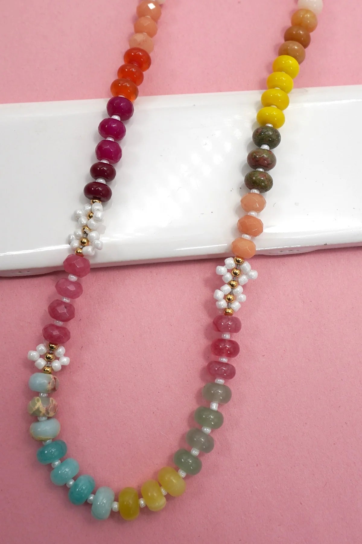 Stone Agate Glass Necklace - B