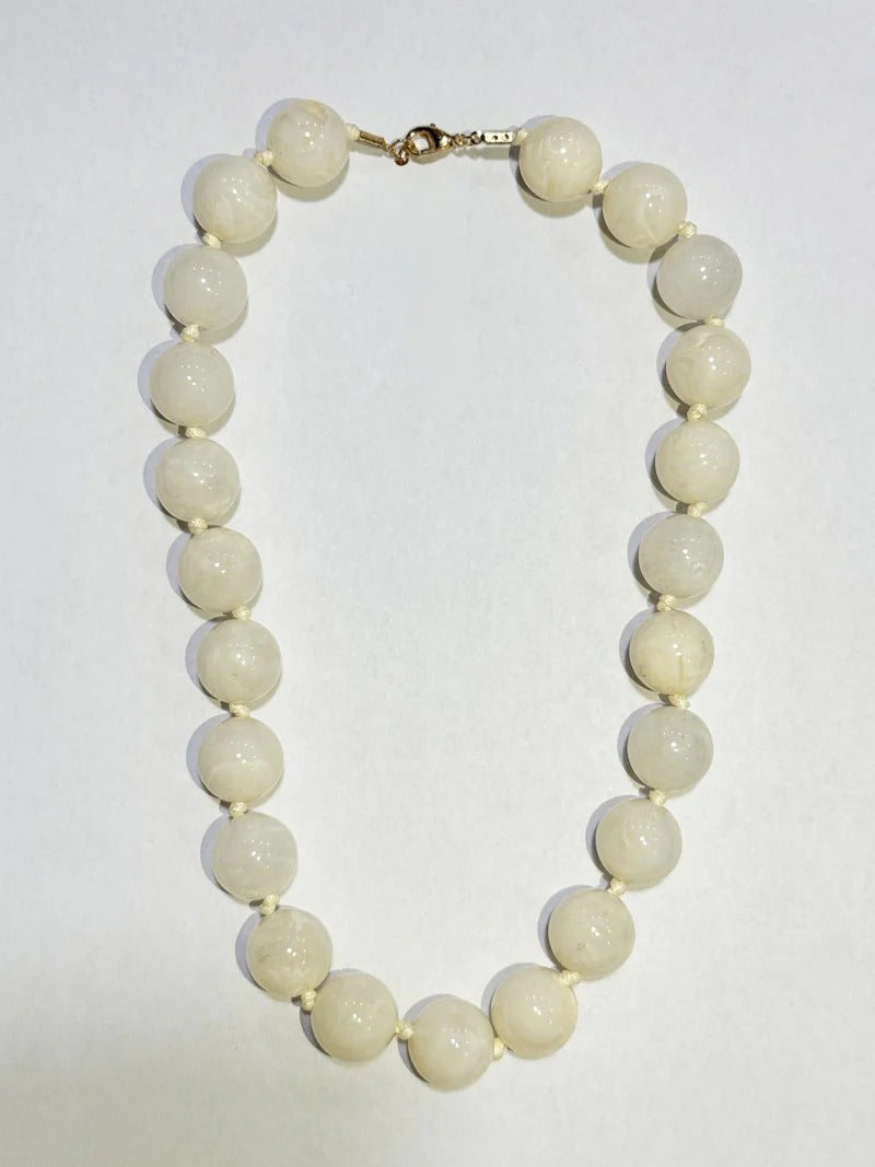 Stone Agate Glass Necklace - Cream