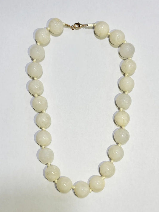 Stone Agate Glass Necklace - Cream